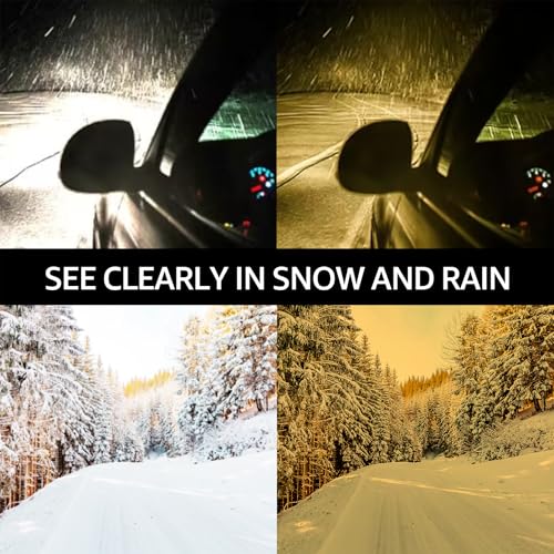 LVIOE Night Vision Glasses for Driving Men Al-Mg Sports Glasses Yellow Anti Glare Polarized Metal Wraparound Frame N81774