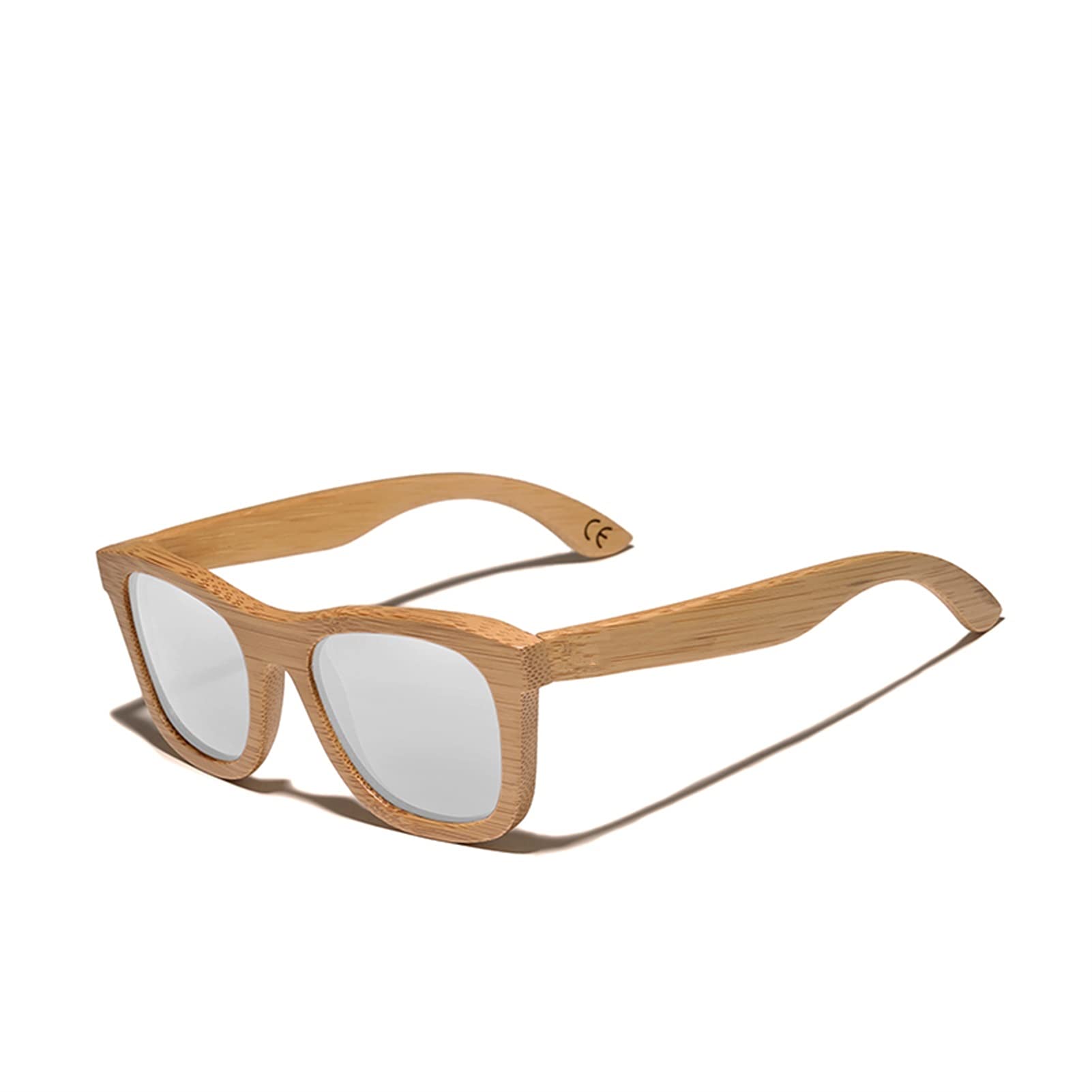 Occhiali da Sole Occhiali da Sole da Uomo retrò Ladies Polarized Wood Natural Wood Bamboo Hollow Temple Design Handmade (Lenses Color : Silver)
