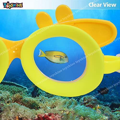 Image of Toyshine Swim Goggles, (Dolphin Design) Anti Fog No Leaking Clear Vision Water Pool Swimming Goggles (Age 6-14), Yellow SSTP