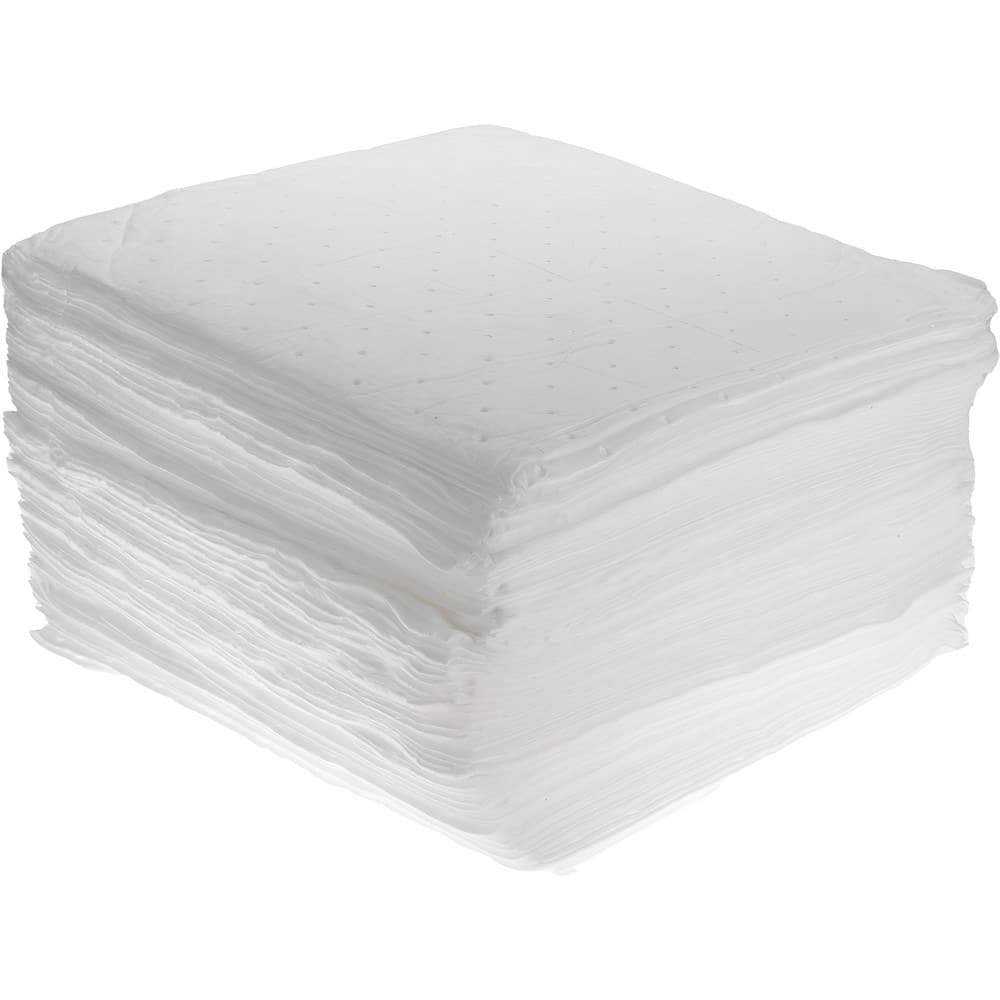 White Oil Sorbent Maximum Absorbency Polypropylene Pads: 17" x 15" Each (100 Pack)