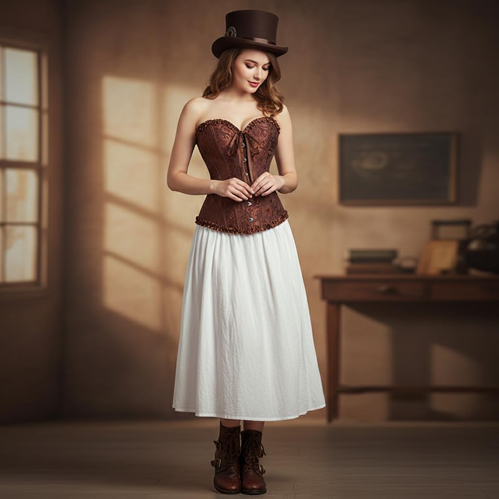 Corset Femme, Broderie Bustier Classique, Sexy Steampunk Gothique Bustier Top,Corsage Ventre Plat Corset Top