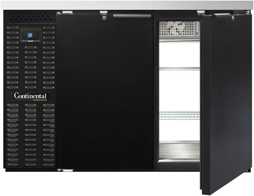Continental Refrigerator BBC50-PT Two Section Refrigerated Pass-Thru Back Bar Cooler, 50" W x 34-3/4"H, Black Exterior