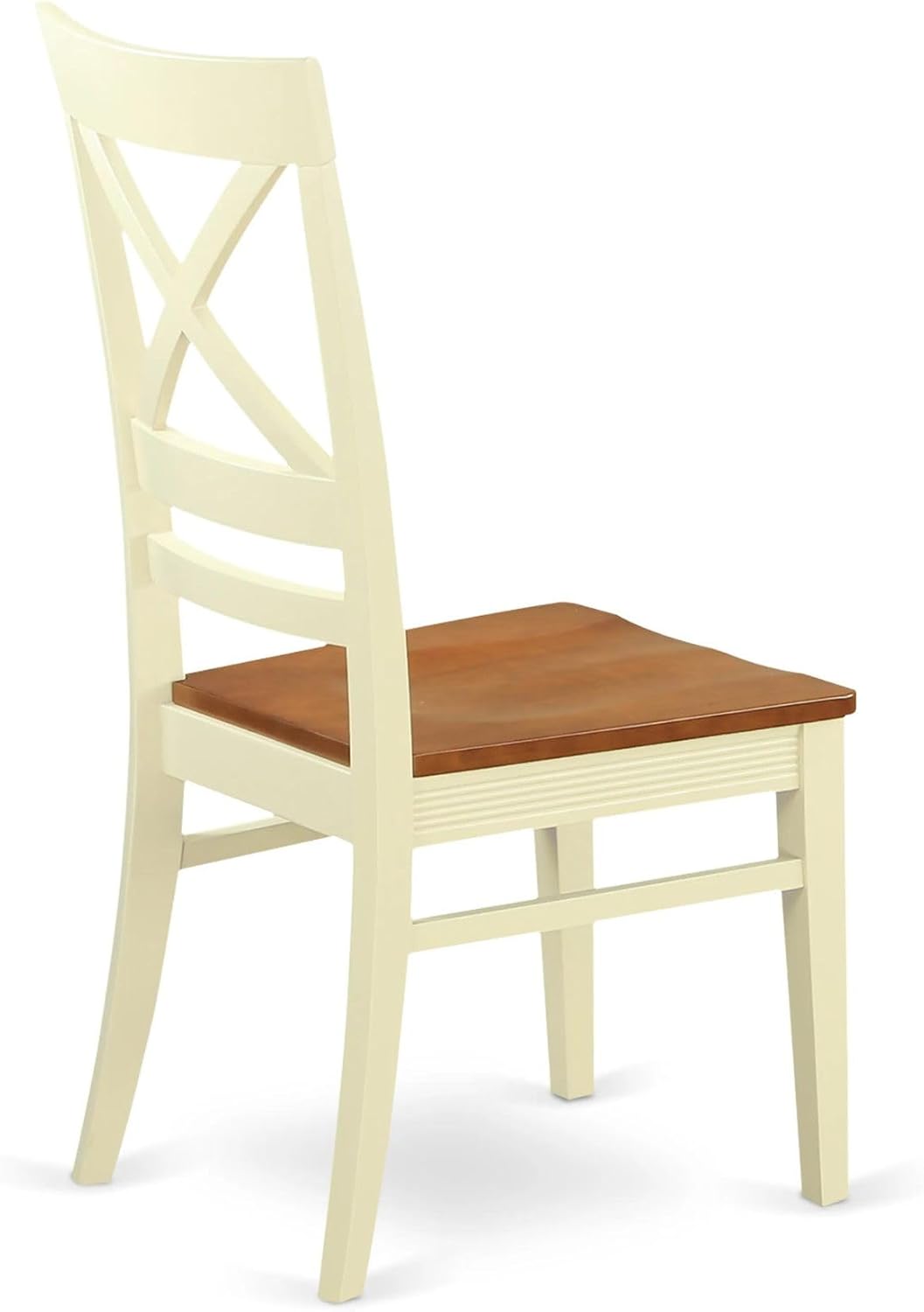 East West Furniture QUC-WHI-W Quincy Dining Room Chairs - Cross Back Solid Wood Seat Chairs, Set of 2, Buttermilk & Cherry