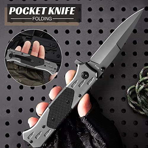 Vifunco Folding Pocket Knife For Men, Tactical Knife With Clip, Liner Lock, Glass Breaker For Emergency, Sharp Edc Pocket Knives For Outdoor Survival Camping Hunting Hiking, Gifts For Dad Him Husband #TOP2