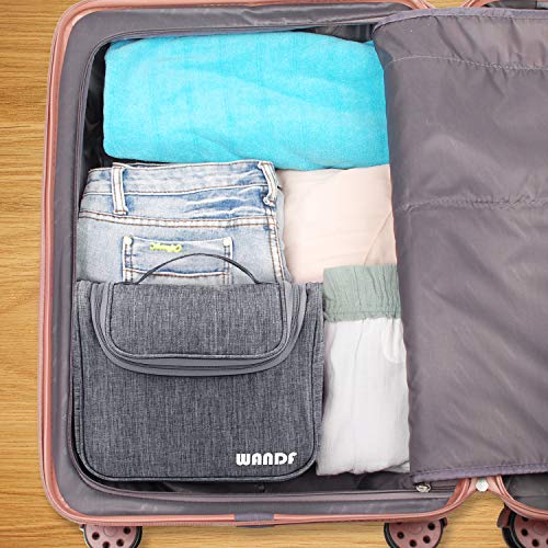 Wandf Hanging Toiletry Bag Travel Cosmetic Organizer Shower Bathroom Bag For Men Women Water-Resistant (M-Denim Grey) #TOP5