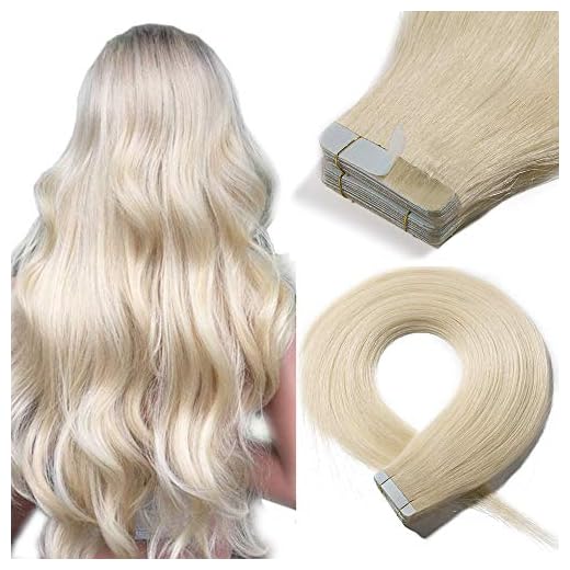 SEGO Tape in hårförlängningar Människohår hår Extensions 20 Pcs/50 g Löshår Tape i förlängningar 100% äkta hårtejp på 50 cm-50g Platinablond # 60-1