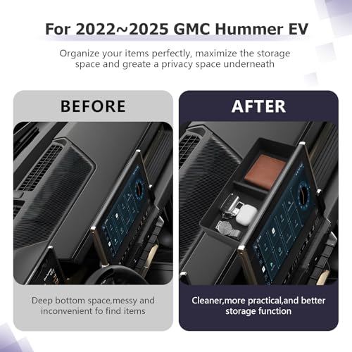 LUWU Dashboard Center Console Organizer Compatible with 2022 2023 2024 2025 2026 GMC Hummer EV Accessories 2025 2026 Hummer EV Center Console Organizer Armrest Organizer Insert Tray (Black) by LUWU - Used condition - Image 2