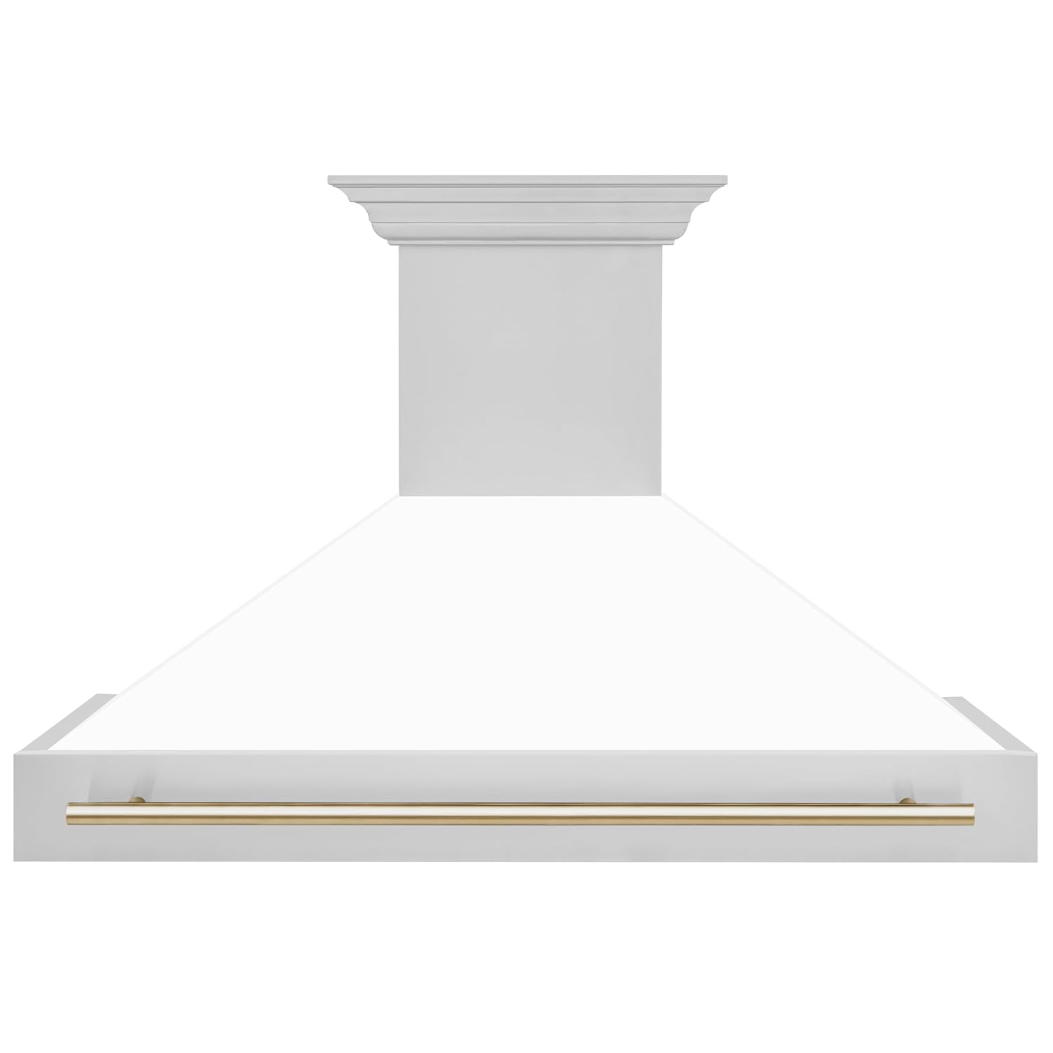 48" ZLINE Autograph Edition Stainless Steel Range Hood with White Matte Shell and Polished Gold Handle
