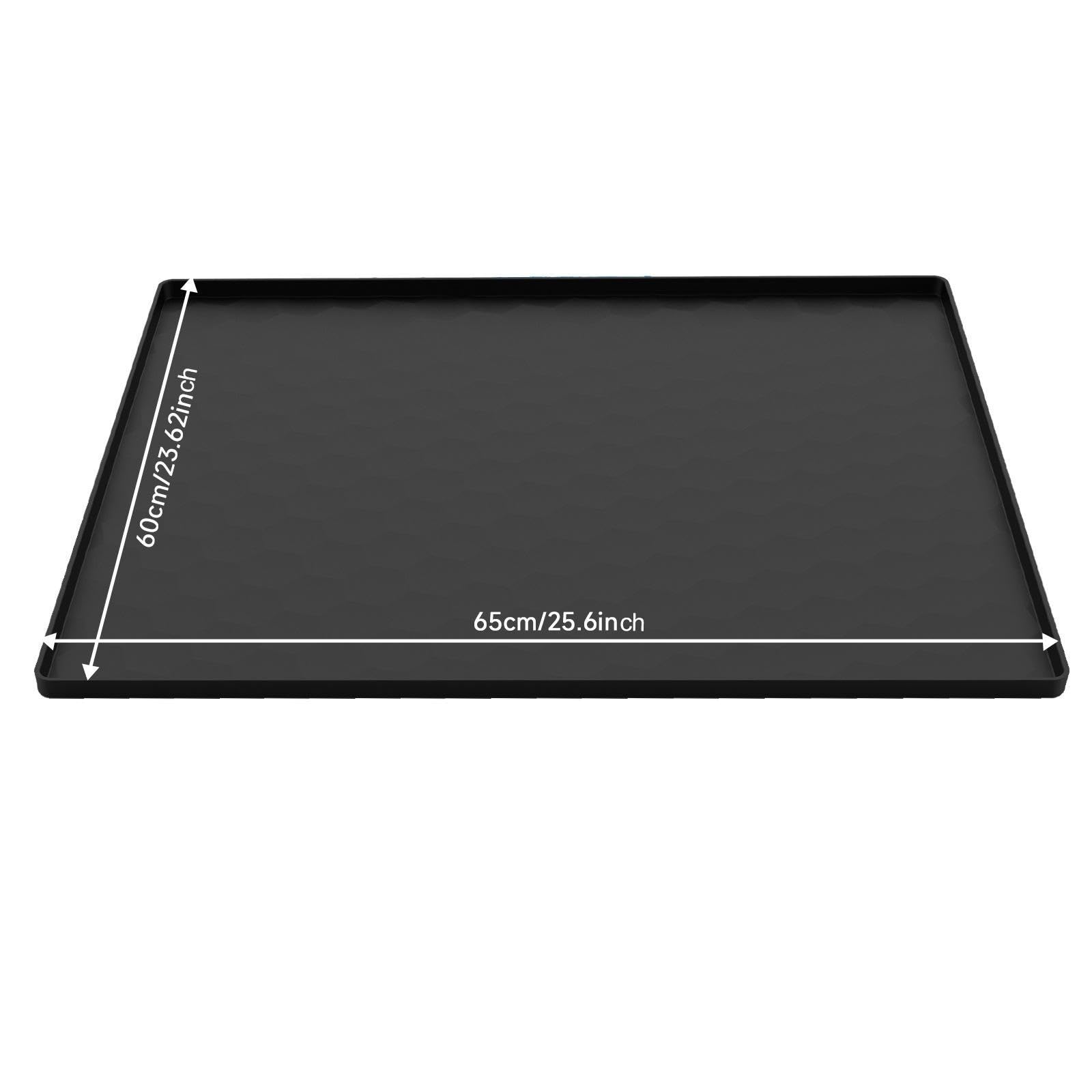 MERIGLARE Mini Kühlschrankmatte/Gefrierschrank Auffangschale, Haushaltsartikel, Unterbauschale mit Erhöhtem Rand, rutschfeste Mehrzweck Gefrie, Schwarz 65x60 cm