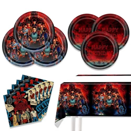 Stranger Things Party Supplies 20 Plates 20 Napkins and 1 Tablecover for Stranger Things Birthday Party Decorations