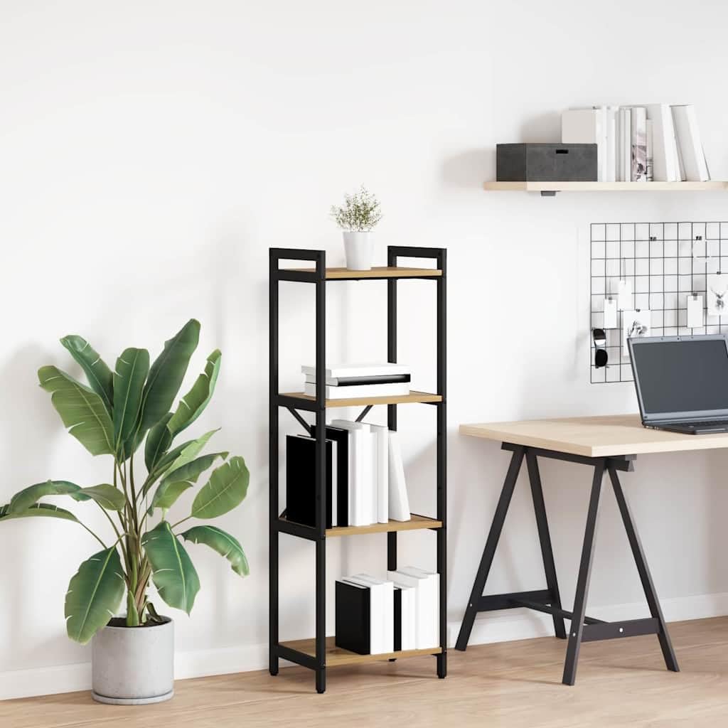 vidaXL Estante de Libros Roble Artesanal 40 x 30 x 119 cm, Estantería Industrial Moderna, Unidad de Almacenamiento Resistente, Organizador en Niveles para Sala y Oficina