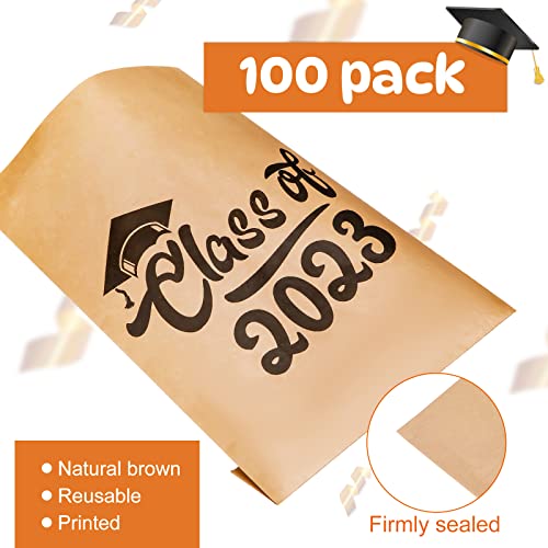Woanger 100 Pcs Graduation Favor Bags Candy Bags Paper Cookie Bags Class Of 2023 Grad Treat Bags Kraft Brown Bags Small Flat Envelopes Favor Bags For Bakery Snacks Sandwiches Graduation Party Supply #TOP3