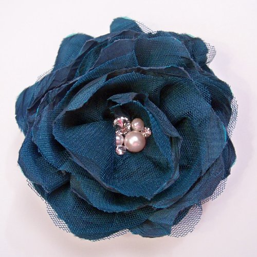 Fabric Pearl Peony Artificial Flower Hair Clip/Pin Brooch