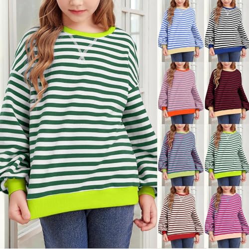 Girls Striped Pullover Long Sleeve Shirt Kids Toddler Cotton Oversized Sweatshirt Color Block Tops Fall Winter Outfits2
