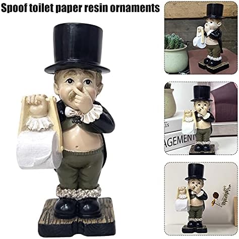 Boy Girl Holding Nose Toilet Butler with Roll Paper Holder Sculptures Bathroom Fixture Extra Roll Resin Ornament for Home Bathroom (BOY)