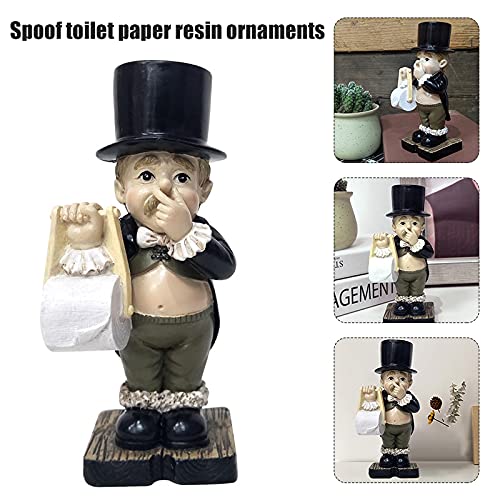 Velihome Toilet Butler With Roll Paper Holder Pinching Nose Resin Ornament,Toilet Paper Roll Holder For Bathroom Tissue Super Cute Toilet Paper Resin Decorations For Bathroom (Height:13Cm) #TOP1