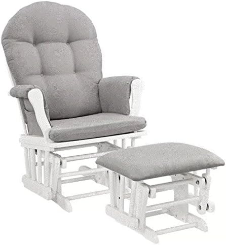 NEW Windsor Glider and Ottoman White Finish and Gray Cushions