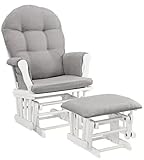 NEW Windsor Glider and Ottoman White Finish and Gray Cushions