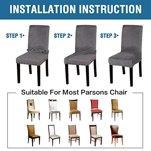 Capas para cadeira de jantar de veludo da H.VERSAILTEX com elástico para sala de jantar, conjunto de