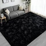 Lairep Large Area Rugs for Living Room Bedroom, 4x6 Feet Black Fluffy Shag Rugs, Ultra Soft Shaggy Plush Fuzzy Modern Indoor Throw Floor Carpet for Kids Girls Boys Dorm Nursery Home Decor Aesthetic