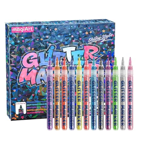 Glitter Markers - Quick-Drying Painting Pens, DIY Painting Markers | For Kids Teens Adults Students Artists Teachers Home Office