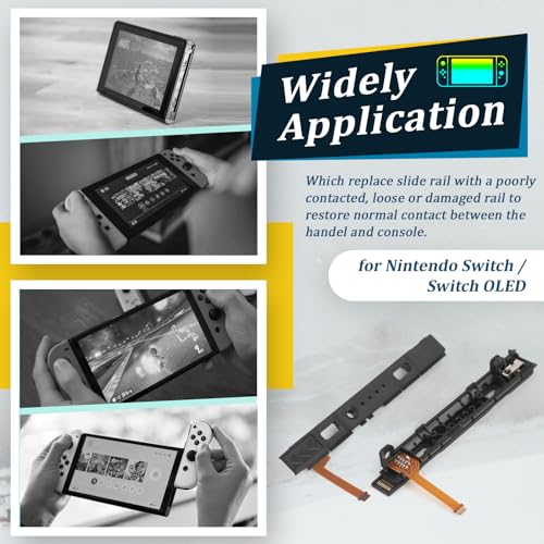 RongZy for Nintendo Switch Joy-Con Slide Rail for Nintendo Switch OLED Left Right Slide Rail Replacement with Sensor Flex Cable Controller Accessories with Repair Kit