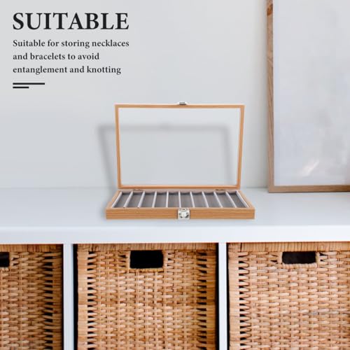 CHILDWEET 10Gitter Schmuckpräsentation Schmuckaufbewahrungsbox Holzrahmen Vielseitiger Organizer für Armbänder und Ketten Fächer für Schmuckpräsentation