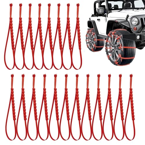 Cinghie di fissaggio per pneumatici da neve - PE 91x2x1 cm | Confezione da 20 cinghie regolabili antiscivolo, catene da neve regolabili per veicoli, pneumatici per auto, camion e SUV durante viaggi su