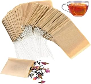 100 Pcs Brown Disposable Tea Bags For Loose Leaf Tea, Unbleached Tea Filter Bags With Drawstring, And Compostable,Tea Strainers and Filters,Tea Filters