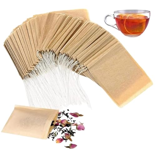 100 Pcs Brown Disposable Tea Bags For Loose Leaf Tea, Unbleached Tea Filter Bags With Drawstring, And Compostableï¼ŒTea Strainers and Filtersï¼ŒTea Filters