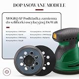 MOGRQAP 2 sztuki 125 mm podkładki szlifierskie do Dewalt, 8 otworów, 4 otwory na śruby, haczyki i pętla, na rzep, talerze nośne, zapasowe podkładki szlifierskie, talerze szlifierskie do szlifierek