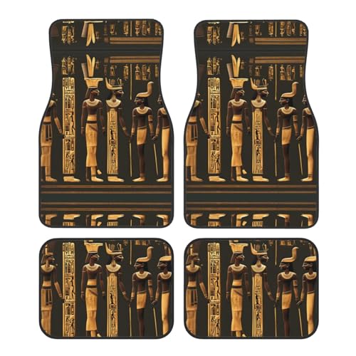 Tapis de voiture universels imprimé égyptien : lot complet de 4 protections auto toutes berlines