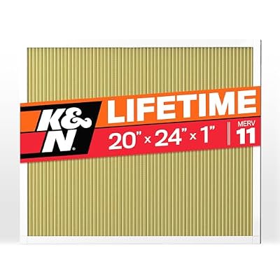 K&N 20x24x1 HVAC Furnace Air Filter, Lasts a Lifetime, Washable, Merv 11, the Last HVAC Filter You Will Ever Buy, Breathe Safely at Home or in the Office , HVC-12024,1 Count (Pack of 1)