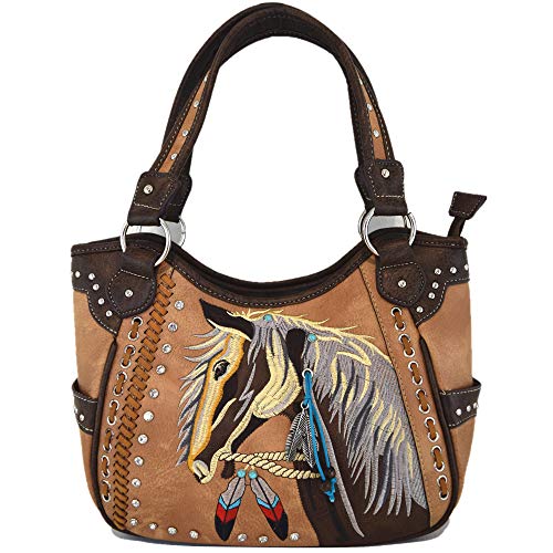 Image of Tooled Leather Laser Cut Western Style Horse Cowgirl Purse Country Totes Women Handbag Everyday Shoulder Bags Wallet Set