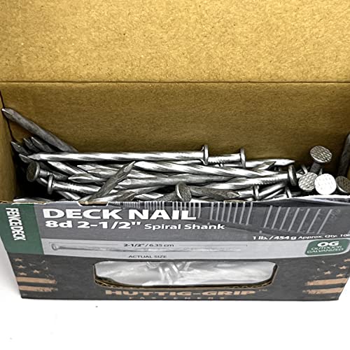 Huttig-Grip Fence Deck Nails 2-1/2 inches 8d for Wood Fencing HGN8OGSTDK1 Spiral Shank Outdoor Galvanized Finish, 1 lb Pack of 106 Nails - Image 6