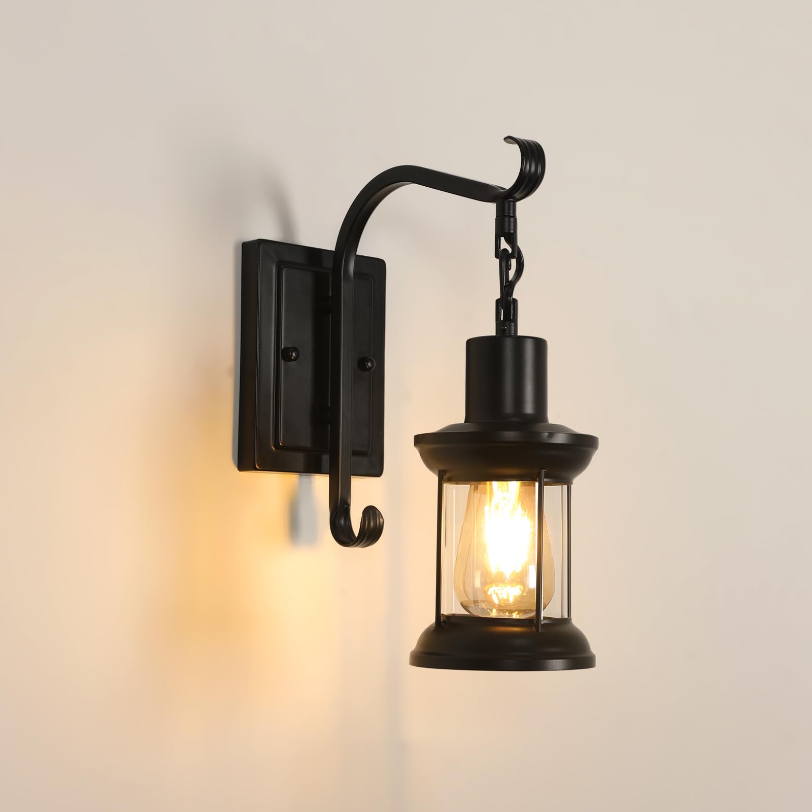 Goeco Applique da Parete Industriale Vintage, E27 Lampada da Parete Nera