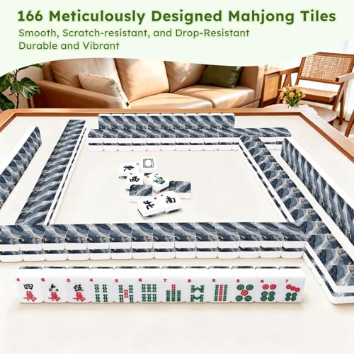 Set de Mahjong Americano con 166 fichas y accesorios miniatura 7