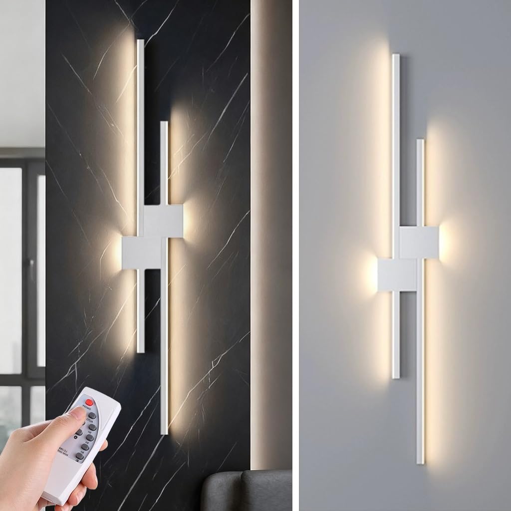 PANNN Wall Lamp Indoor LED Wall Lights Corridor Light Modern Wall Lighting Dimmable with Remote Control Long Linear Double-Head Light Suitable for Bedroom Living Room Staircase Hotel(C,60)