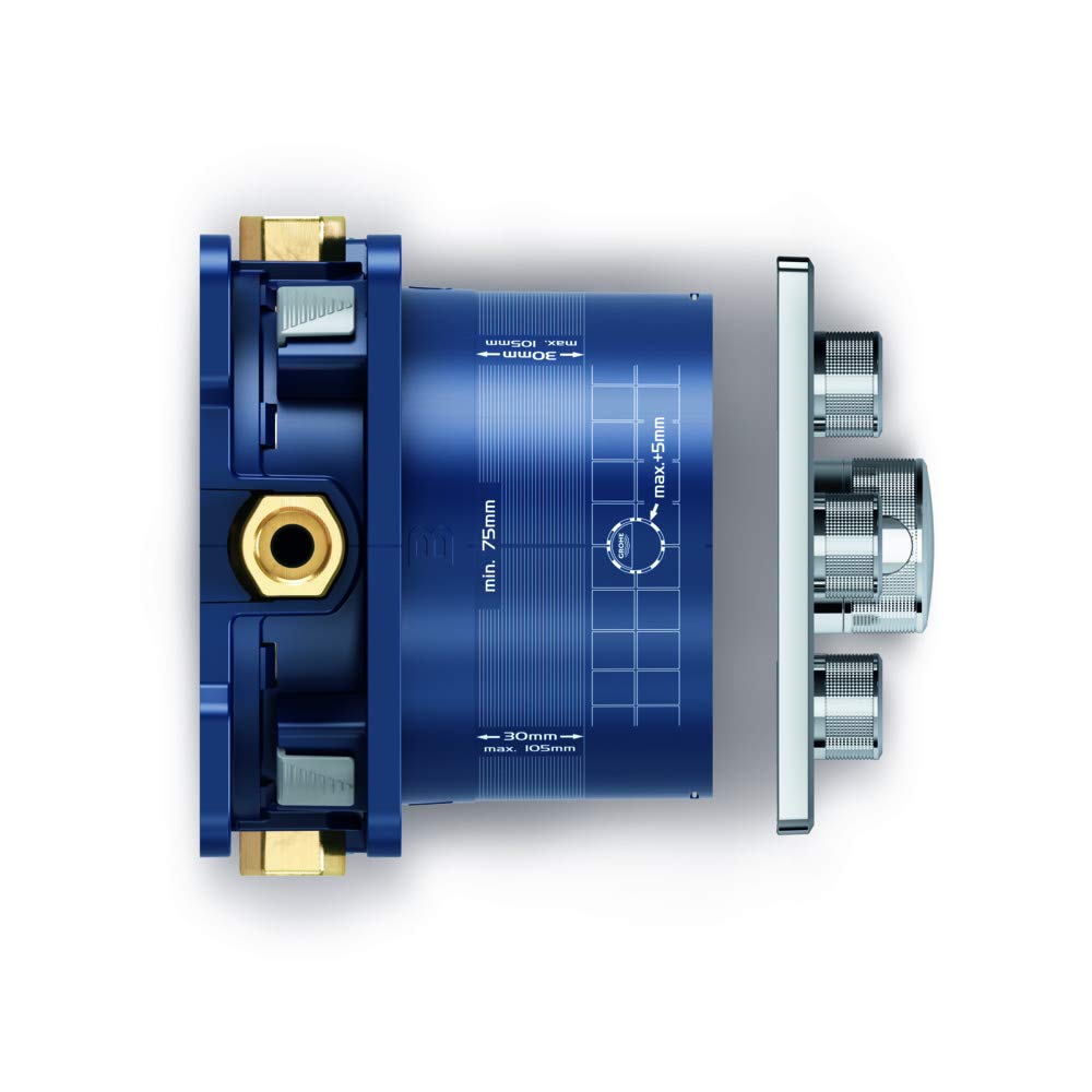 GROHE SmartControl Mixer – system prysznicowy z mieszaczem i deszczownicą (mikser podtynkowy z 3 zaworami odcinającymi, zestaw gotowy do montażu, łuk przyłączeniowy ścienny), okrągły, chrom, 34709000