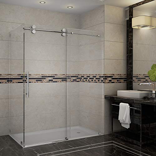 Aston Langham 56' to 60' x 33.8125' x 75' Completely Frameless Sliding Shower Enclosure, Polished Chrome