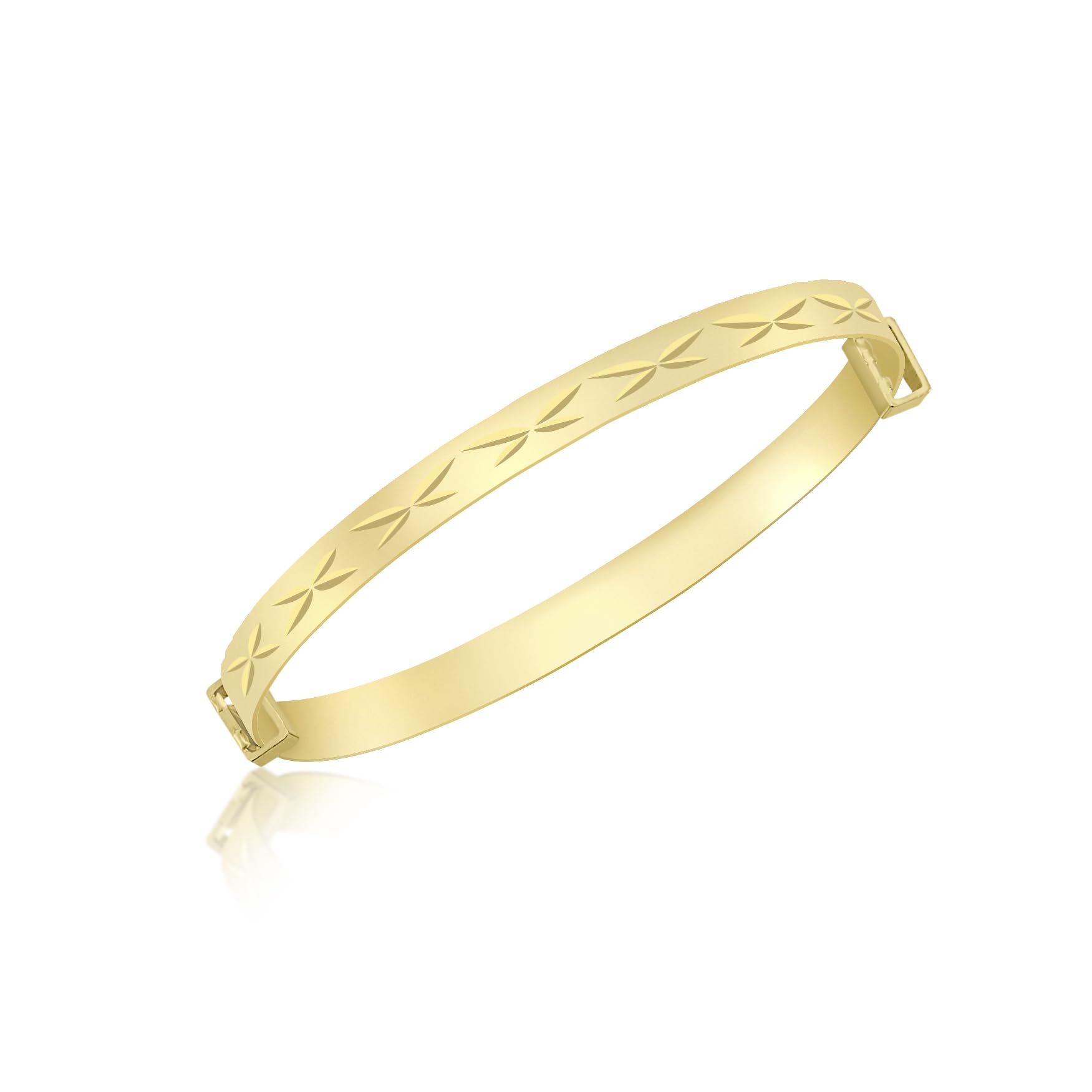 Gold Women's 9 ct Yellow Gold Diamond Cut Extendable Baby Bangle of Length 3.6-5 cm
