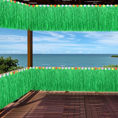 Fovths 2 Pieces Green Luau Grass Table Skirt Each 36