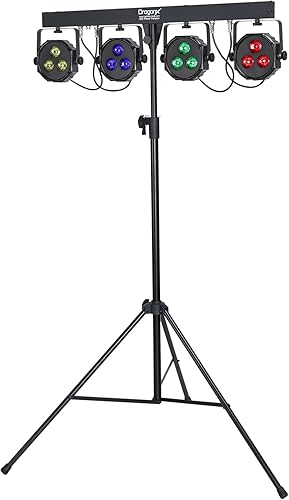 Miniatura 9 de DragonX 4 - Barra móvil de 4 luces LED. Paquete de iluminación LED. Sistema de iluminación de escenario/DJ. Juego de barra de luces que se activan