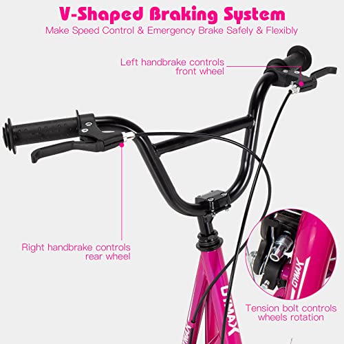 Image of GYMAX Scooter, Kids & Adults Off-Road Scooter with 12 inch Inflatable Wheels, Adjustable Height Handlebar, V-Type Handbrakes & Axle Pegs for All Terrain, 8+