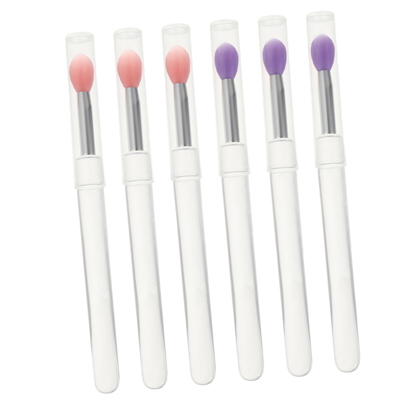 minkissy Comprehensive Silicone Lip Brush Set 6 Pcs with Caps for Lip Mask Lip Gloss and Eye Shadow Application