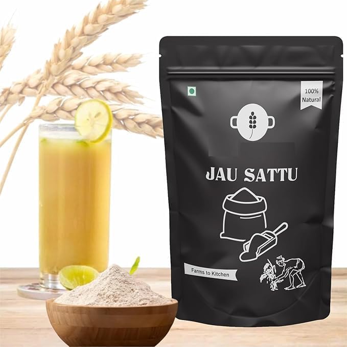 Organic Jau Sattu Flour 700g - Gluten Free Barley Flour Atta Jau Ka Sattu, Fresh from Farms 100% Vegan No Preservatives, No Trans Fats, Rich in Protein and Nutrients