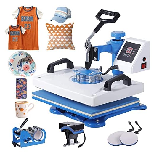 Angoo Upgraded 5 in 1 Heat Press, 12" x 15" 360-degree Rotation Digital Combo Heat Press Machine Multifunctional Swing Away Heat Transfer Machine for T-Shirts, Hat, Mug, Mouse Pads, Tablecloth