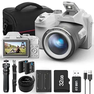 64MP Digital Cameras for Photography Autofocus, 4K vlogging Camera for YouTube with Strap&Tripod,16X Anti-Shake Compact Travel Camera with WiFi & App Control,SD Card, 2 Batteries (S200-WH)