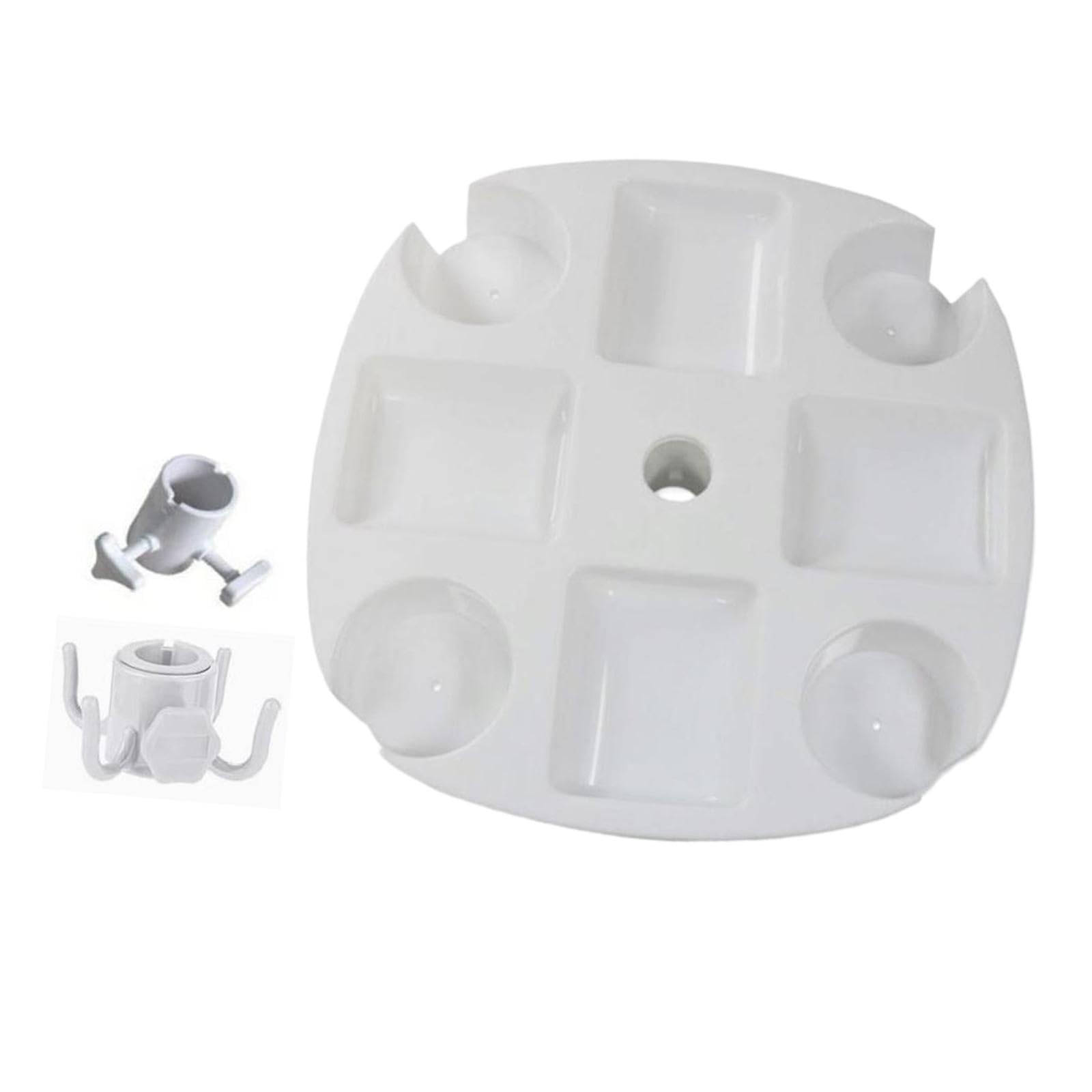LOVIVER Bandeja de Mesa para sombrilla de Playa, Ganchos para sombrilla de Playa para Poste, con 4 Soportes para Bebidas para Pesca, Piscina, Patio Trasero