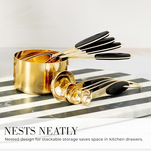 Black and Gold Measuring Cups and Spoons Set - Thumbnail 3